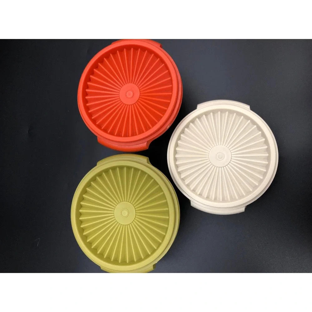 Vintage Tupperware Servalier Nesting Bowls Set of 3 Harvest 2x886 & 1323 w/LIDS